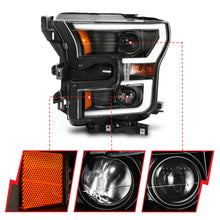 Load image into Gallery viewer, ANZO 111357 2015-2017 Ford F-150 Projector Headlights w/ Plank Style Switchback Black w/ Amber