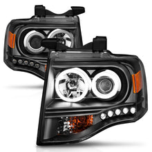 Load image into Gallery viewer, ANZO 111113 2007-2014 Ford Expedition Projector Headlights w/ Halo Black