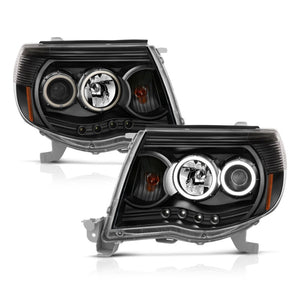 ANZO 121282 2005-2011 Toyota Tacoma Projector Headlights w/ Halo Black