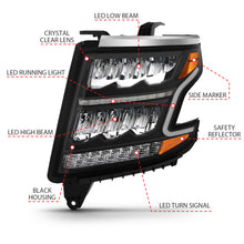 Load image into Gallery viewer, ANZO 111478 15-20 Chevy Tahoe/Suburban LED Light Bar Style Headlights Black w/Sequential w/DRL w/Amber
