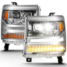 Load image into Gallery viewer, ANZO 111421 16-18 Chevrolet Silverado 1500 LED Projector Headlights w/Plank Style Switchback Chrome w/Amber