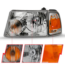 Load image into Gallery viewer, ANZO 111484 2001-2011 Ford Ranger Crystal Headlight Chrome w/Corner Lights (OE Replacement)