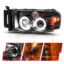 Load image into Gallery viewer, ANZO 111490 2002-2005 Dodge Ram 1500 Projector Headlights w/ Halo Black Clear Amber