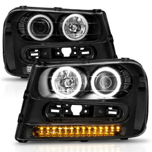 Load image into Gallery viewer, ANZO 111127 2002-2009 Chevrolet Trailblazer Projector Headlights w/ Halo Black