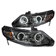 Load image into Gallery viewer, ANZO 121454 2006-2011 Honda Civic Projector Headlights w/ Halo Black (CCFL)