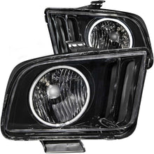 Load image into Gallery viewer, ANZO 121033 2005-2009 Ford Mustang Crystal Headlights w/ Halo Black (CCFL)