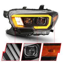Load image into Gallery viewer, ANZO 111396 2016-2017 Toyota Tacoma Projector Headlights w/ Plank Style Switchback Black w/ Amber