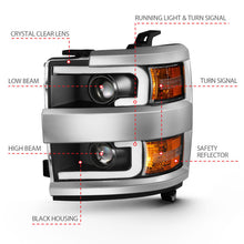 Load image into Gallery viewer, ANZO 111359 2015-2016 Chevrolet Silverado Projector Headlights w/ Plank Style Design Black w/ Amber