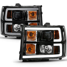 Load image into Gallery viewer, ANZO 111482 2007-2013 Gmc Sierra 1500 Projector Headlight Plank Style Black w/ Clear Lens Amber