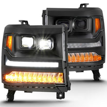Load image into Gallery viewer, ANZO 111420 16-18 Chevrolet Silverado 1500 LED Projector Headlights w/Plank Style Switchback Black w/ Amber