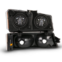 Load image into Gallery viewer, ANZO 111452 2003-2006 Chevy Silverado Crystal Headlight w/ Signal Light Black Amber (4 pcs)