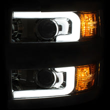 Load image into Gallery viewer, ANZO 111360 2015-2016 Chevrolet Silverado Projector Headlights w/ Plank Style Design Chrome w/ Amber
