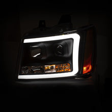 Load image into Gallery viewer, ANZO 111402 07-14 Chevy Tahoe Projector Headlights w/ Plank Style Design Black w/ Amber