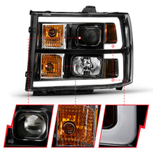 Load image into Gallery viewer, ANZO 111482 2007-2013 Gmc Sierra 1500 Projector Headlight Plank Style Black w/ Clear Lens Amber
