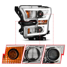 Load image into Gallery viewer, ANZO 111358 2015-2017 Ford F-150 Projector Headlights w/ Plank Style Switchback Chrome w/ Amber