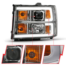 Load image into Gallery viewer, ANZO 111483 2007-2013 Gmc Sierra 1500 Projector Headlight Plank Style Chrome w/ Clear Lens Amber