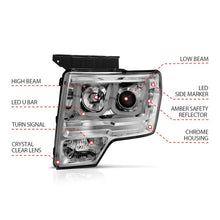 Load image into Gallery viewer, ANZO 111264 2009-2014 Ford F-150 Projector Headlights w/ U-Bar Chrome