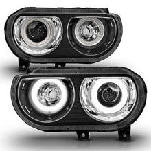 Load image into Gallery viewer, ANZO 121308 2008-2014 Dodge Challenger Projector Headlights w/ Halo Black (CCFL)