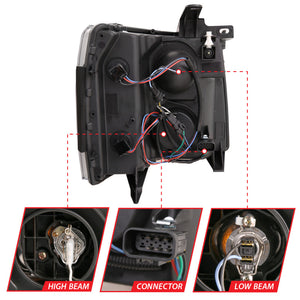 ANZO 111410 07-13 Chevrolet Silverado 1500 Plank Style Projector Headlights Black w/ Amber