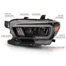 Load image into Gallery viewer, ANZO 111379 2016-2017 Toyota Tacoma Projector Headlights w/ Plank Style Design Black/Amber w/ DRL
