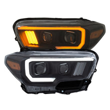 Load image into Gallery viewer, ANZO 111397 2016-2017 Toyota Tacoma Projector Headlights w/ Plank Style Switchback Black w/ Amber w/ DRL