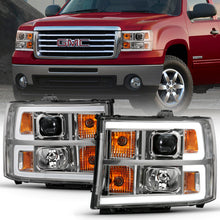Load image into Gallery viewer, ANZO 111483 2007-2013 Gmc Sierra 1500 Projector Headlight Plank Style Chrome w/ Clear Lens Amber
