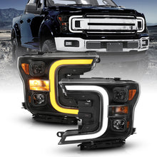 Load image into Gallery viewer, ANZO 111398 18-19 Ford F-150 Projector Headlights w/Plank Style Switchback Black w/Amber