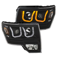 Load image into Gallery viewer, ANZO 111383 2009-2014 Ford F-150 Projector Headlights w/ U-Bar Switchback Black w/ Amber