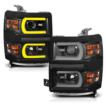 Load image into Gallery viewer, ANZO 111412 14-15 Chevrolet Silverado 1500 Projector Headlights w/ Plank Style Switchback Black w/ Amber