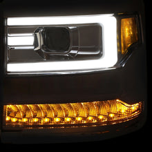 Load image into Gallery viewer, ANZO 111374 16-17 Chevy Silverado 1500 Projector Headlights Plank Style Design Chrome w/ Amber