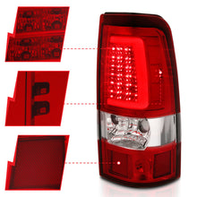 Load image into Gallery viewer, ANZO 311332 1999-2002 Chevy Silverado 1500 LED Taillights Plank Style Chrome With Red/Clear Lens