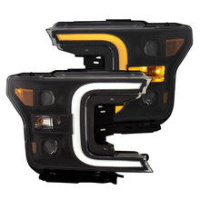 Load image into Gallery viewer, ANZO 111398 18-19 Ford F-150 Projector Headlights w/Plank Style Switchback Black w/Amber