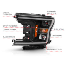 Load image into Gallery viewer, ANZO 111467 2018-2019 Ford F-150 Projector Plank Style H.L. Black Amber (Without Switchback)