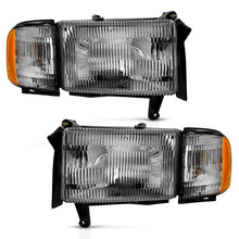 Load image into Gallery viewer, ANZO 111456 1994-2002 Dodge Ram Crystal Headlight Chrome Amber With Corner Light (OE Replacement)