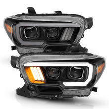 Load image into Gallery viewer, ANZO 111379 2016-2017 Toyota Tacoma Projector Headlights w/ Plank Style Design Black/Amber w/ DRL