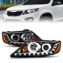 Load image into Gallery viewer, ANZO 111248 2011-2013 Kia Sorento Projector Headlights w/ Halo Black (CCFL)