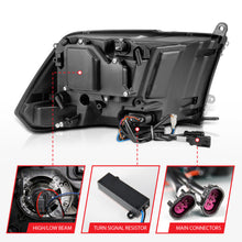 Load image into Gallery viewer, ANZO 111489 2009-2018 Dodge Ram 1500 Projector Headlights Plank Style Halo w/Switchback Matte Black