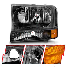 Load image into Gallery viewer, ANZO 111080 2000-2004 Ford Excursion Crystal Headlights Black