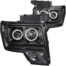 Load image into Gallery viewer, ANZO 111161 2009-2014 Ford F-150 Projector Headlights w/ Halo Black (CCFL)