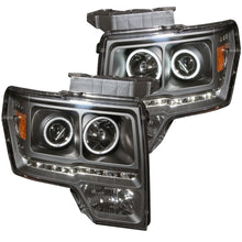 Load image into Gallery viewer, ANZO 111298 2009-2014 Ford F-150 Projector Headlights w/ Halo Black (CCFL) G2