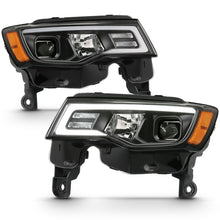 Load image into Gallery viewer, ANZO 111418 2017-2018 Jeep Grand Cherokee Projector Headlights w/ Plank Style Switchback - Black w/ Amber