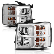 Load image into Gallery viewer, ANZO 111411 07-13 Chevrolet Silverado 1500/2500/3500 Proj Headlights w/ Plank Style Switchback Chrome w/Amb