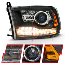 Load image into Gallery viewer, ANZO 111489 2009-2018 Dodge Ram 1500 Projector Headlights Plank Style Halo w/Switchback Matte Black