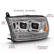 Load image into Gallery viewer, ANZO 111465 2009-2018 Dodge Ram 1500 Led Projector Plank Style Switchback H.L Halo Chrome Amber (OE Style)