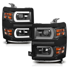 Load image into Gallery viewer, ANZO 111412 14-15 Chevrolet Silverado 1500 Projector Headlights w/ Plank Style Switchback Black w/ Amber