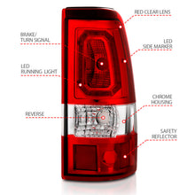 Load image into Gallery viewer, ANZO 311329 2003-2006 Chevy Silverado 1500 LED Taillights Plank Style Chrome With Red/Clear Lens