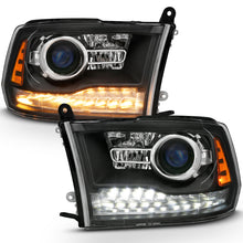 Load image into Gallery viewer, ANZO 111489 2009-2018 Dodge Ram 1500 Projector Headlights Plank Style Halo w/Switchback Matte Black